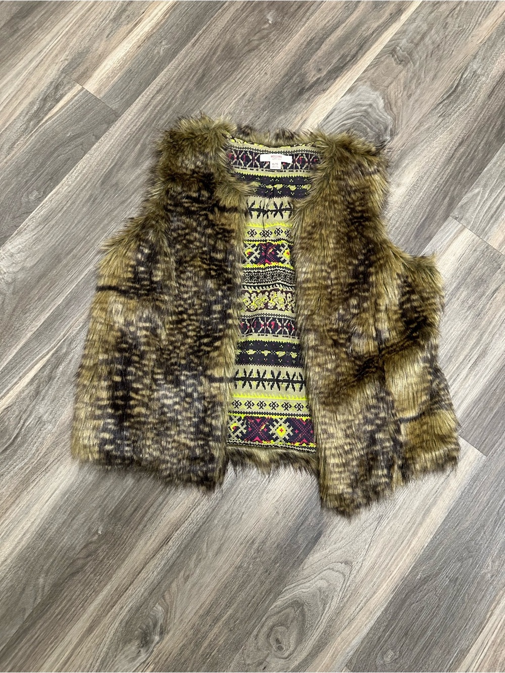 Mossimo Supply Co. Faux Fur Vest with Aztec Print Lining